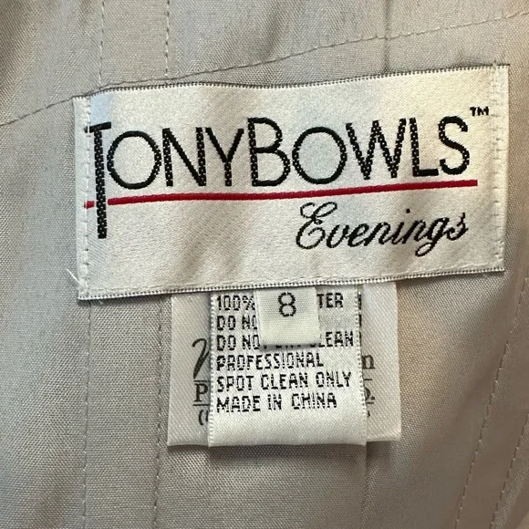 Tony Bowls Elegant High Low Sequined Bead Plaid Prom Dress Sz 8 Silver Yellow - Picture 9 of 12